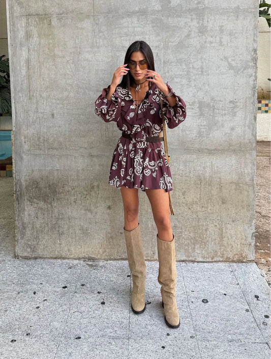 Vestido Cloude Atena Marrom