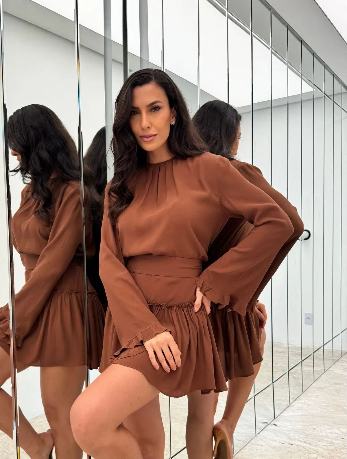 Vestido Cloude Giulia Marrom