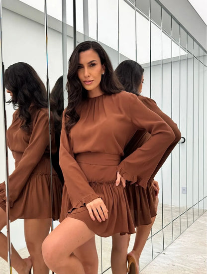 Vestido Cloude Giulia Marrom