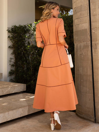 Vestido Luzia Fazzolli Sarja Com Pontos Terracota