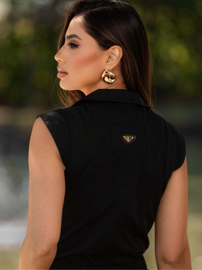 Vestido Luzia Fazzolli Sarja Chemisier C/Cinto