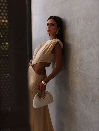 VESTIDO CLOUDE LUNA BEGE