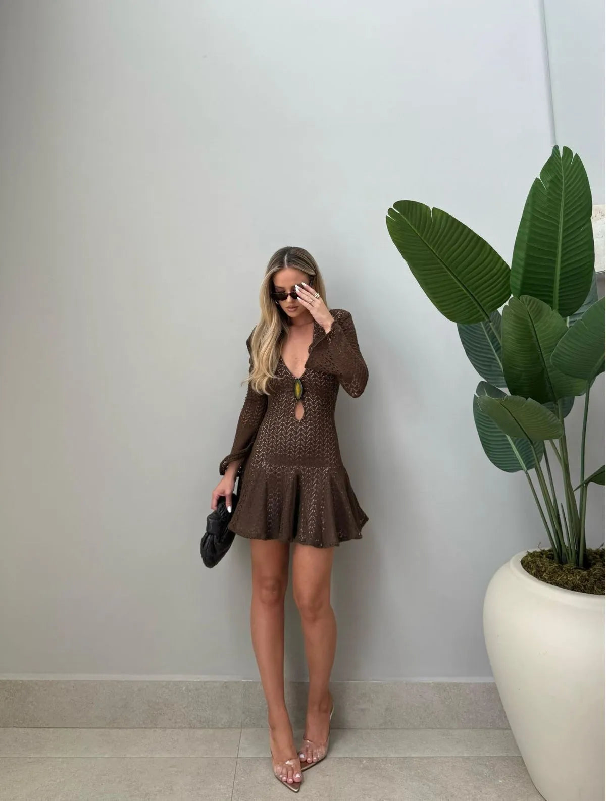 VESTIDO CLOUDE MAIA MARROM