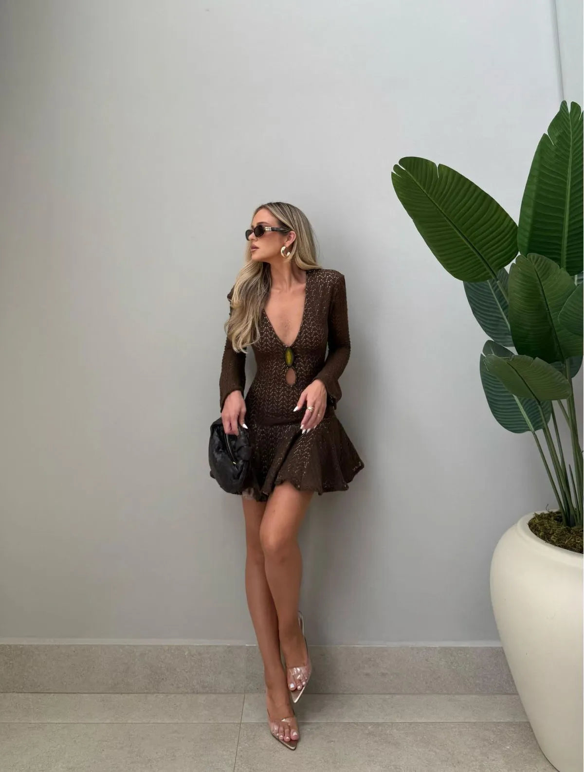VESTIDO CLOUDE MAIA MARROM
