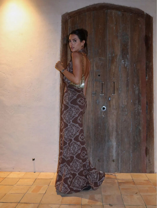 VESTIDO CLOUDE LUMA MARROM