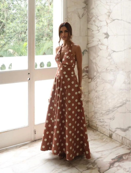 VESTIDO CLOUDE HILDA TERRA COM POA