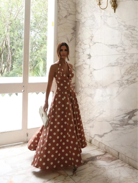 VESTIDO CLOUDE HILDA TERRA COM POA