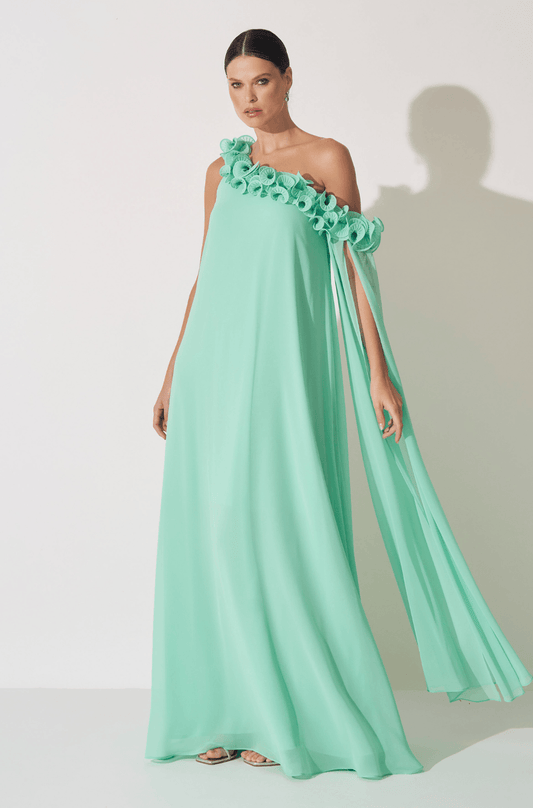 VESTIDO DPSCO LONGO MARIZA VERDE MENTA