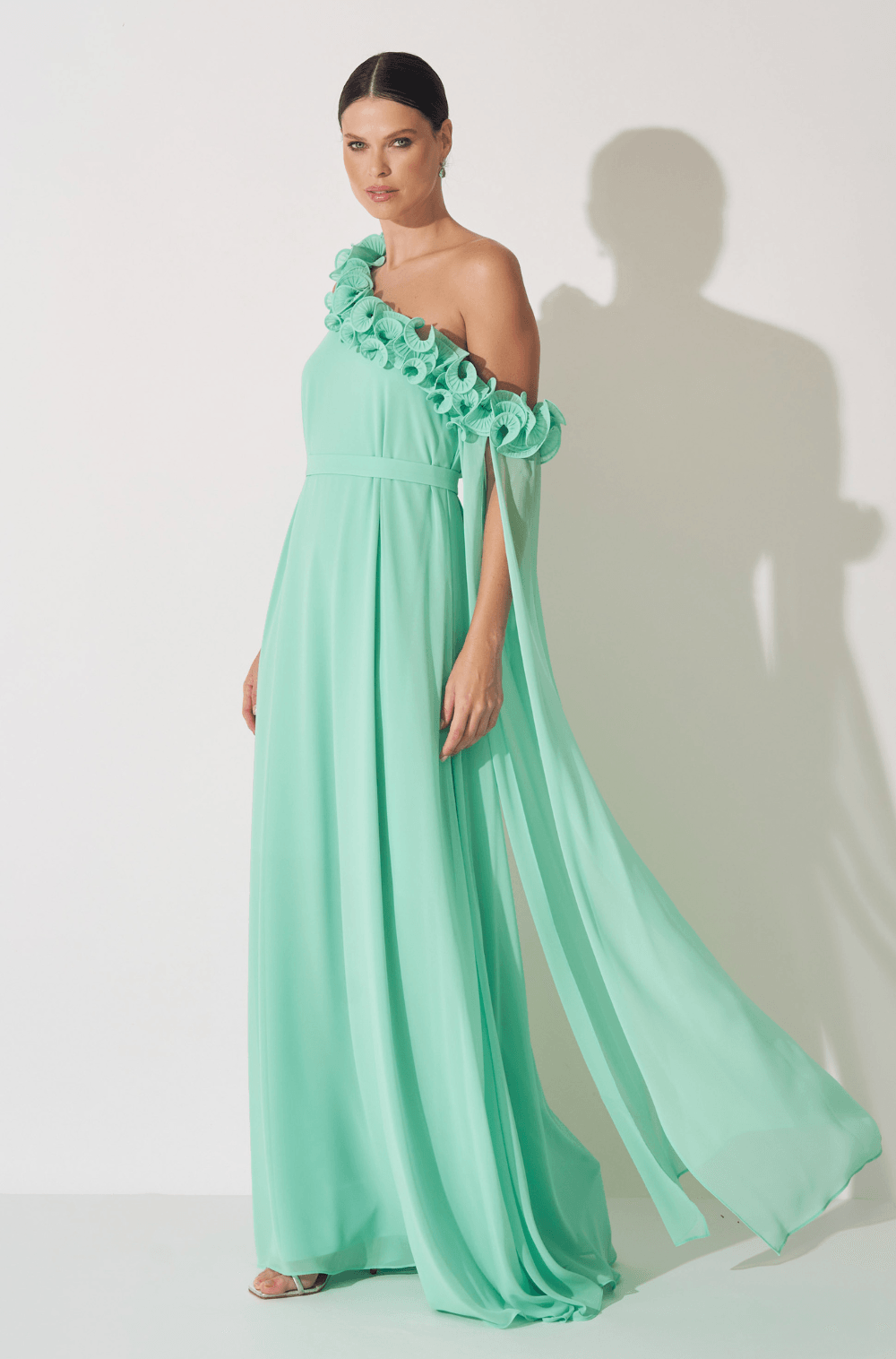 VESTIDO DPSCO LONGO MARIZA VERDE MENTA