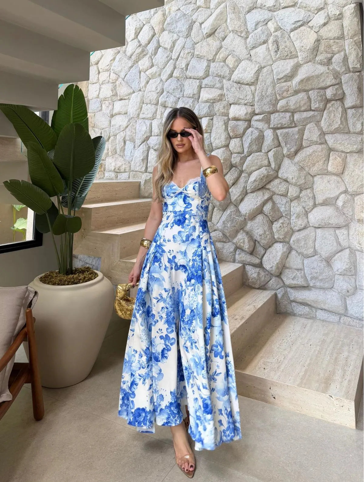 VESTIDO CLOUDE LILIA ESTAMPADO AZUL