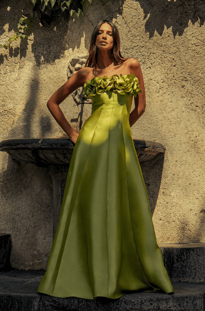 VESTIDO DPSCO LONGO BRIANA VERDE AVOCADO