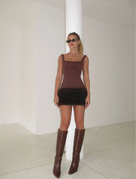 VESTIDO CLOUDE LIA MARROM