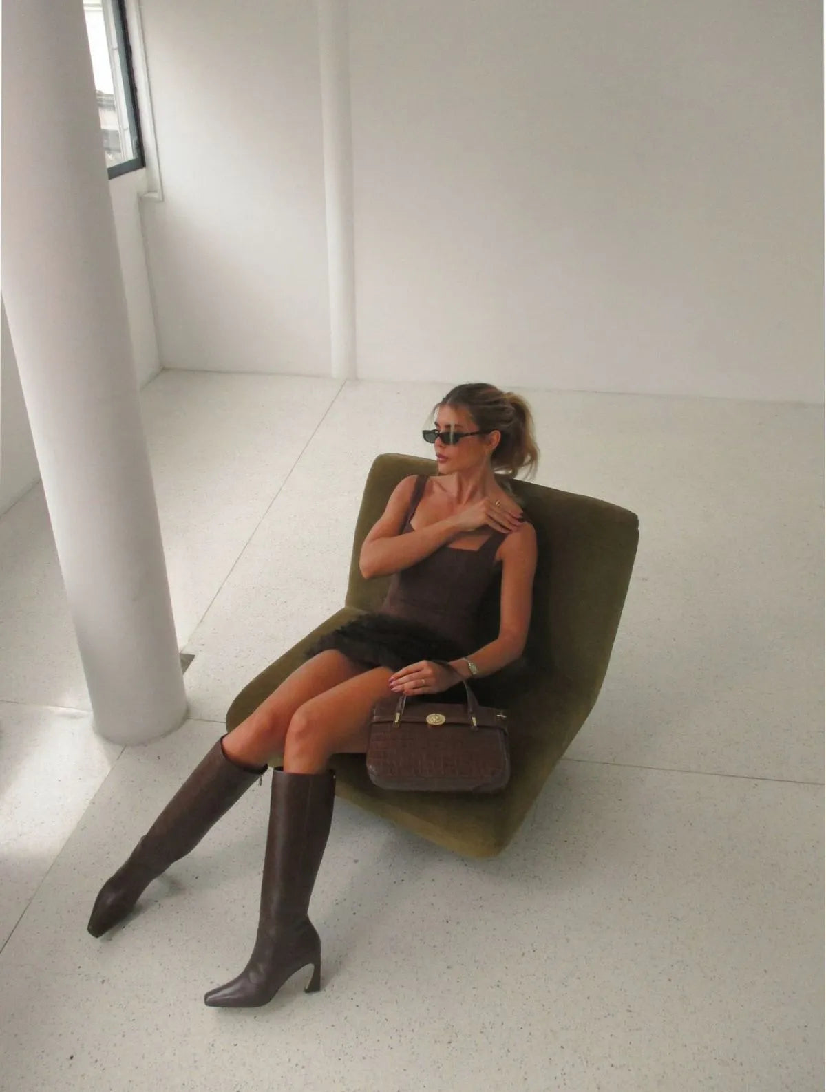 VESTIDO CLOUDE LIA MARROM