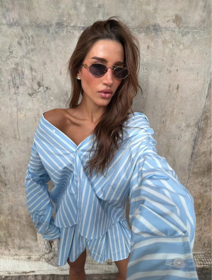 CONJUNTO CLOUDE HELO LISTRA AZUL