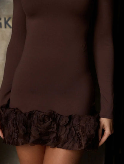VESTIDO CLOUDE FABIOLA MARROM
