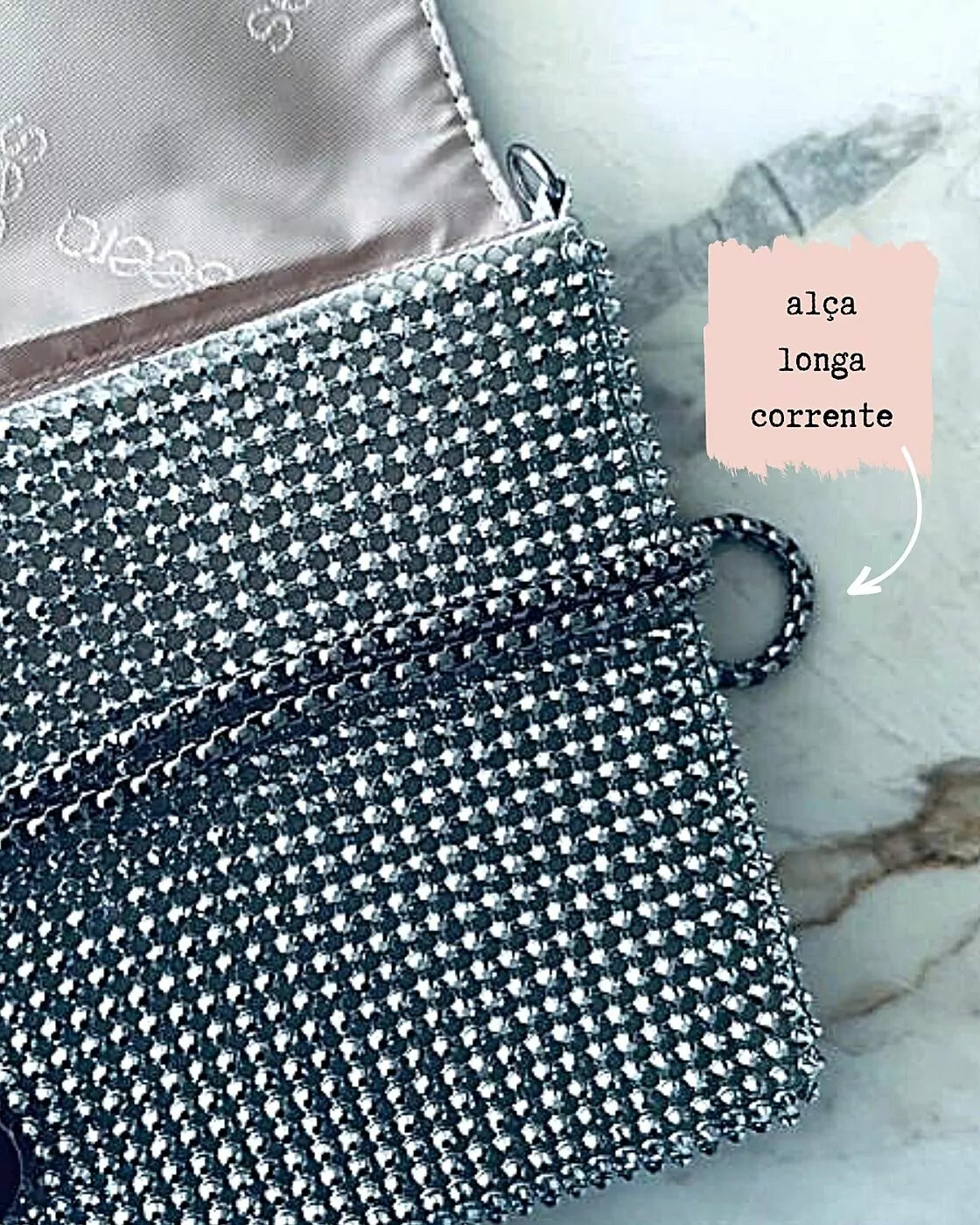 Clutch Bel Analu Strass Prata