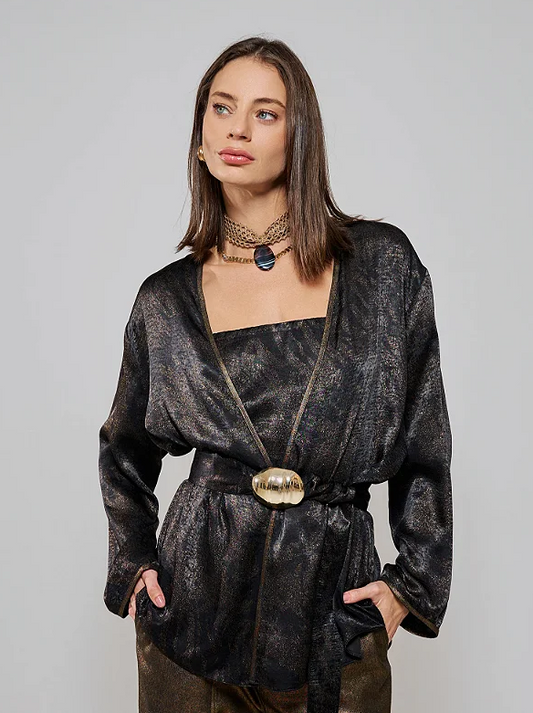 Blusa Raizz Jacquar  Giorgina Preto