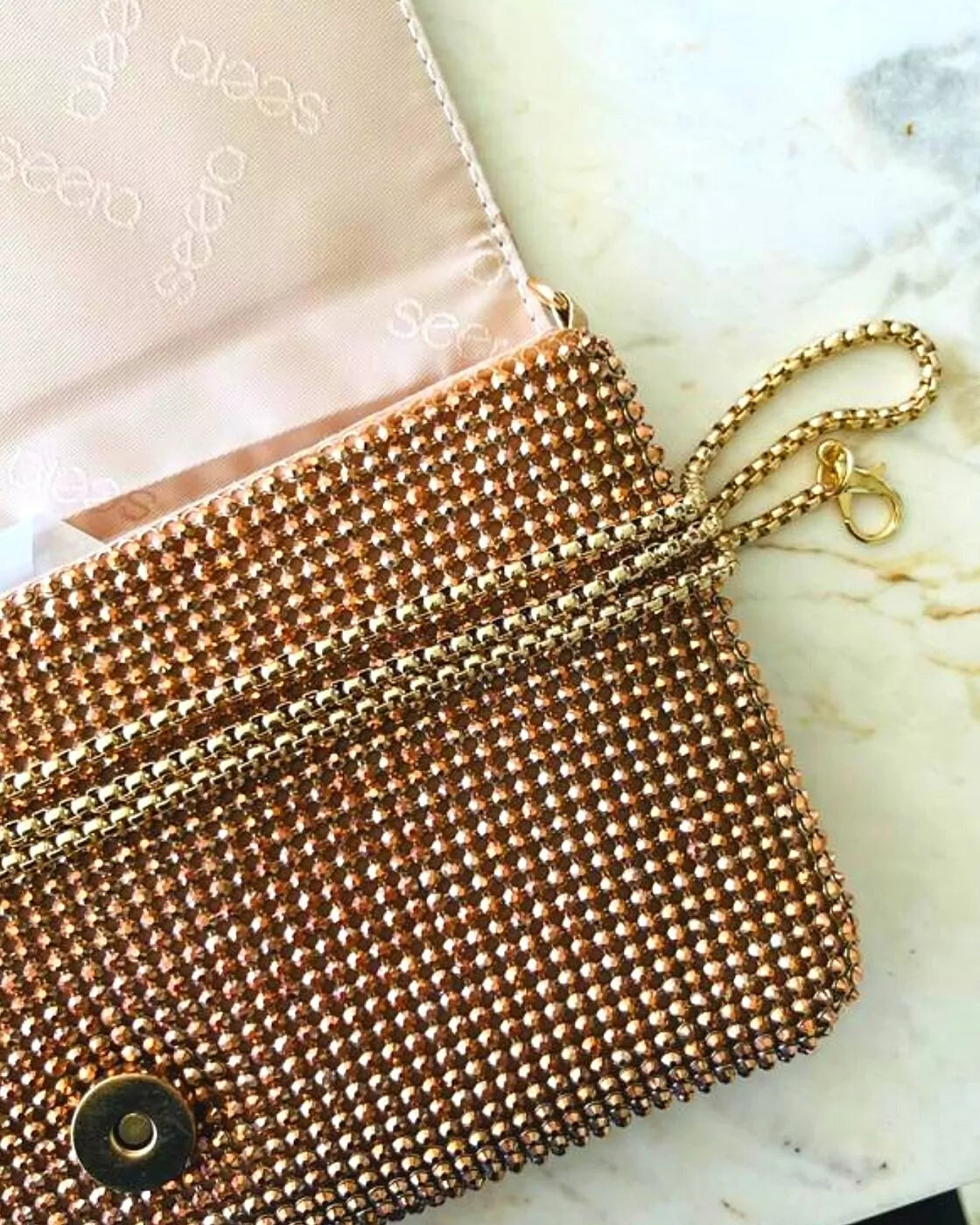 Clutch Bel Analu Strass Rosê