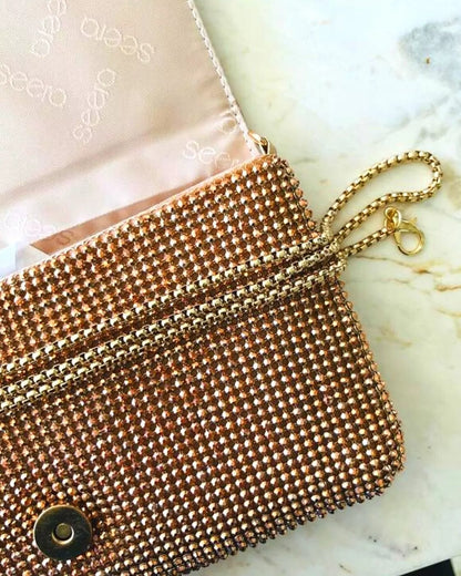 Clutch Bel Analu Strass Rosê