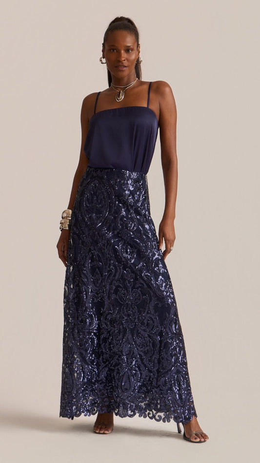 SAIA RAIZZ BLOOM MIDI PAETE MARINHO