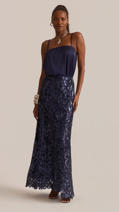 SAIA RAIZZ BLOOM MIDI PAETE MARINHO