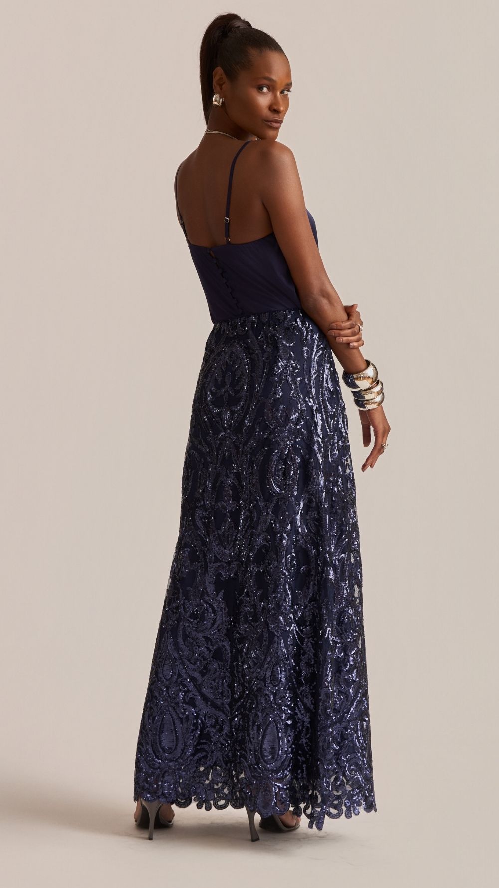 SAIA RAIZZ BLOOM MIDI PAETE MARINHO