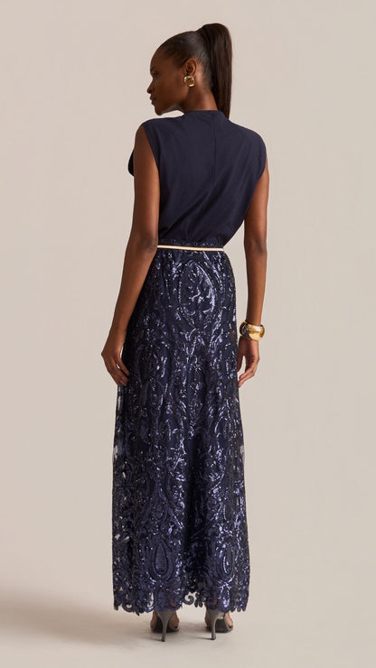 SAIA RAIZZ BLOOM MIDI PAETE MARINHO