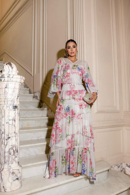 Vestido Luzia Fazzolli Tule Estampado Floral