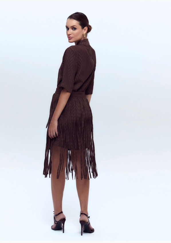 Vestido Raizz Liandra Marrom Cinto