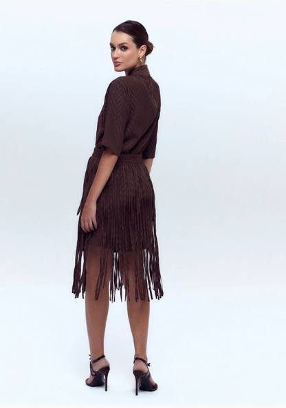 Vestido Raizz Liandra Marrom Cinto