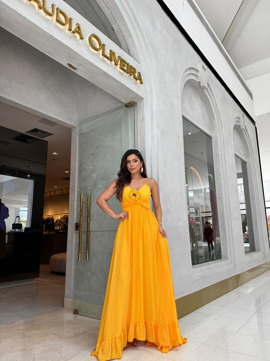 Vestido Amarante Longo Amarelo