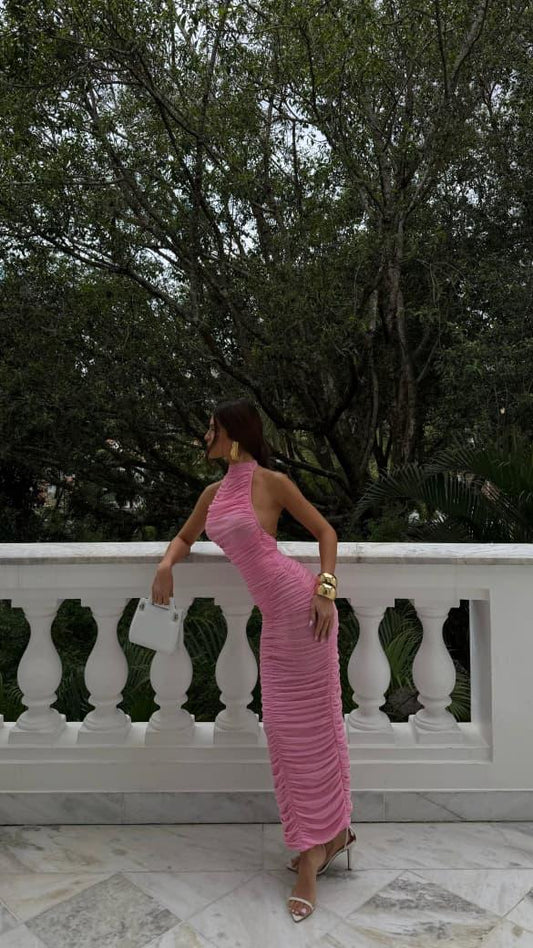 VESTIDO CLOUDE LEDA ROSA CLARO