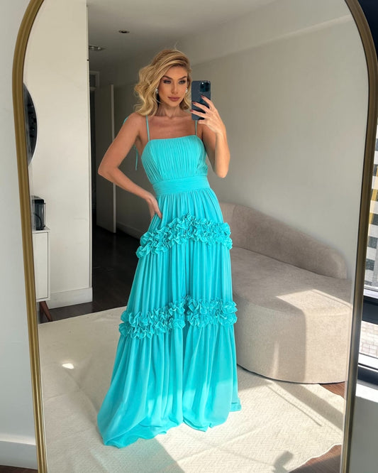 Vestido D'Teliê Silvia Azul Piscina