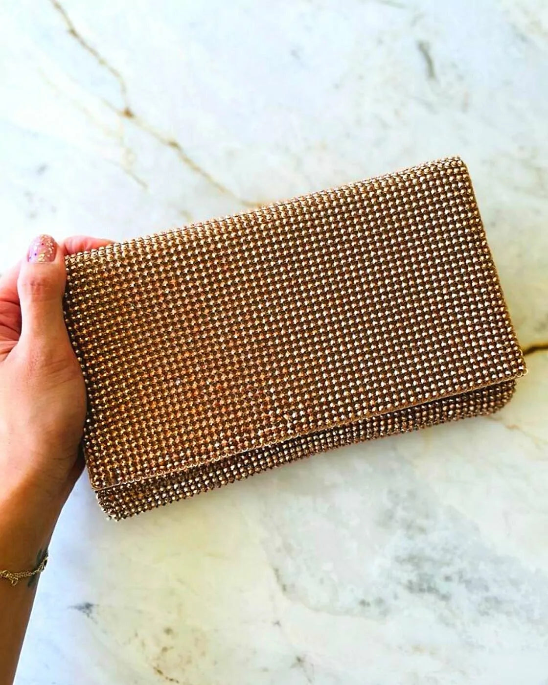 Clutch Bel Analu Strass Rosê