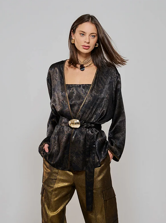 Blusa Raizz Jacquar  Giorgina Preto