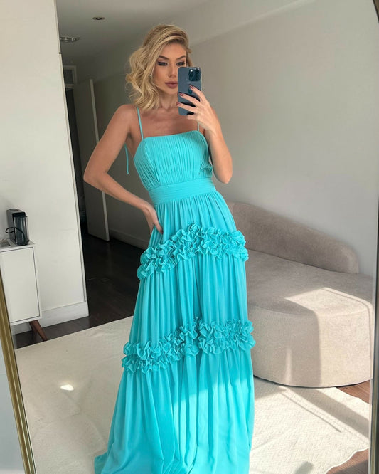 Vestido D'Teliê Silvia Azul Piscina