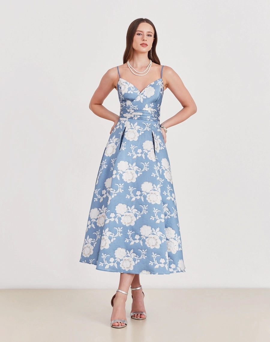 VESTIDO AMISSIMA MIDI MADELAINE AZUL