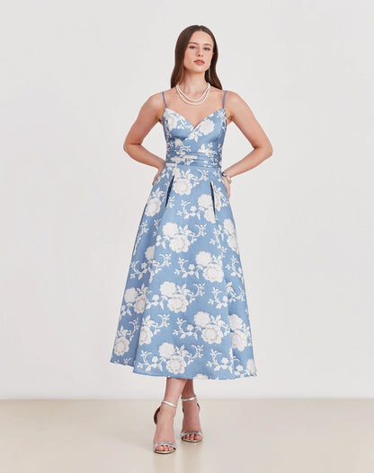 VESTIDO AMISSIMA MIDI MADELAINE AZUL