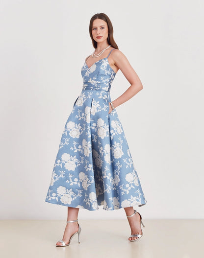 VESTIDO AMISSIMA MIDI MADELAINE AZUL