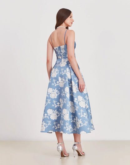 VESTIDO AMISSIMA MIDI MADELAINE AZUL