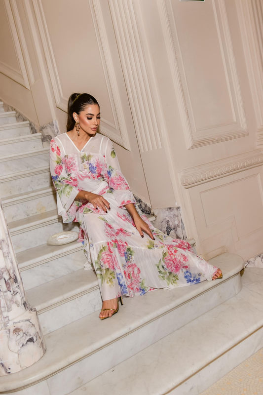 Vestido Luzia Fazzolli Tule Estampado Floral