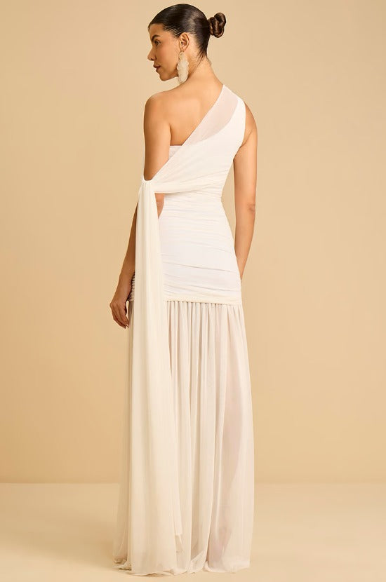 VESTIDO LULEG FLUIDO TULE OFF WHITE