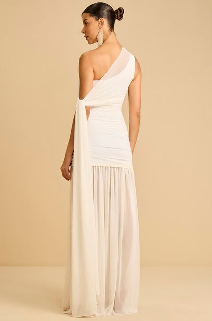 VESTIDO LULEG FLUIDO TULE OFF WHITE