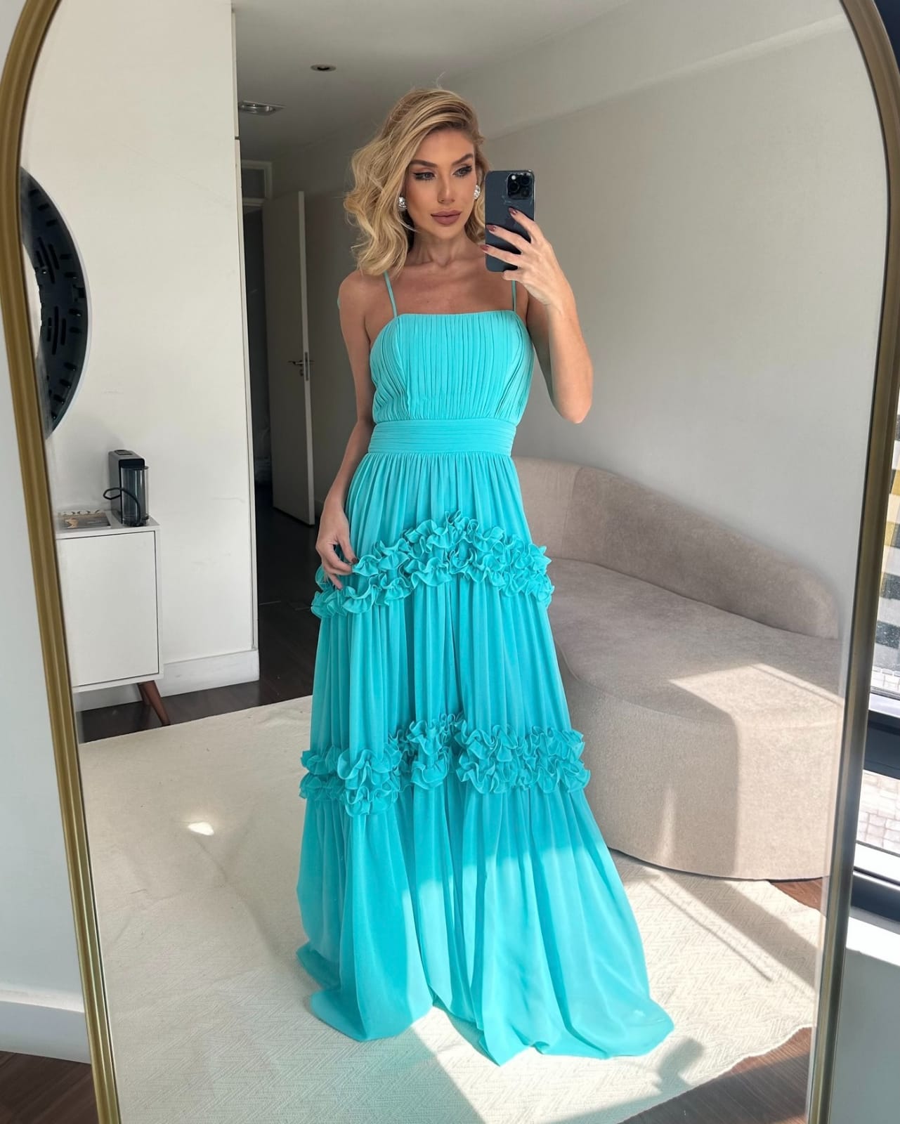 Vestido D'Teliê Silvia Azul Piscina