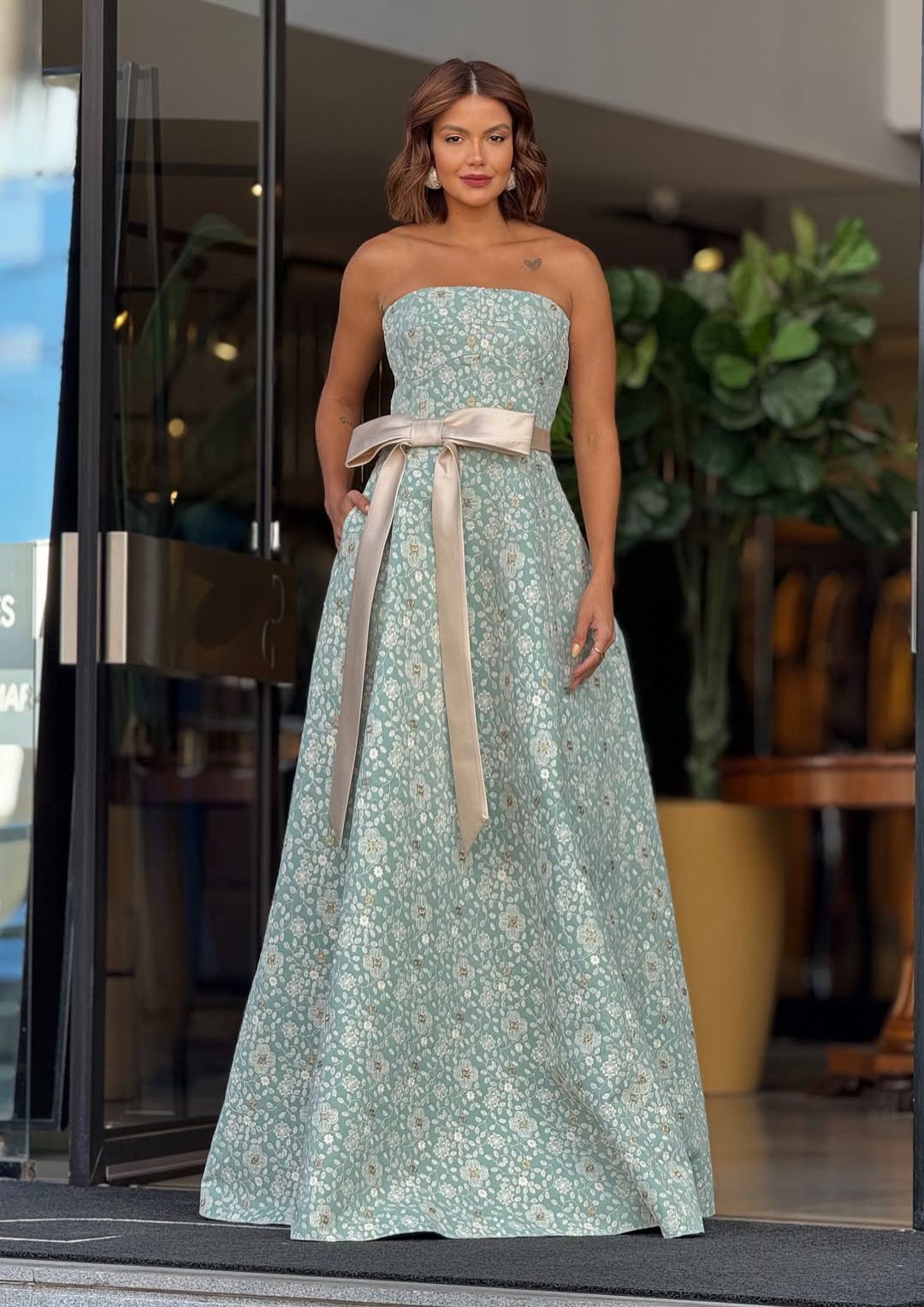 Vestido M.Rodarte Sem Alça Recortes Menta
