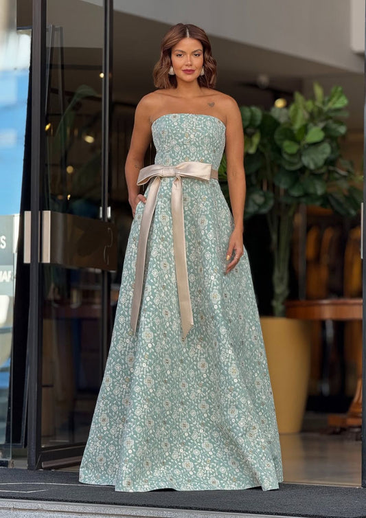 Vestido M.Rodarte Sem Alça Recortes Menta