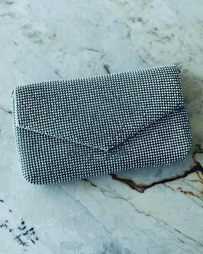 Clutch Bel Analu Strass Prata