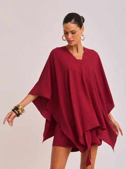 Conjunto raizz vinho amplo com capa