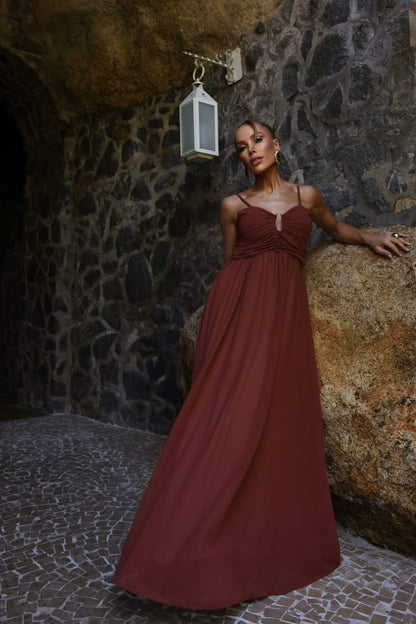 Vestido duplo sentido dominique marrom