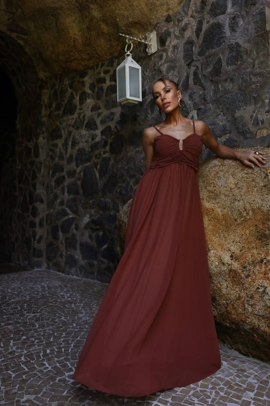 Vestido duplo sentido dominique marrom